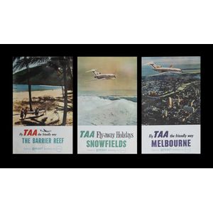 3 Trans-Australia Airlines TAA travel posters, Melbourne, the…
