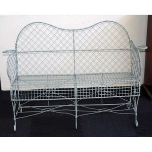 Vintage wire work garden seat galvanised and powder coated wire…