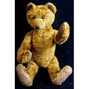 Antique jointed teddy bear straw filled Germany 1940s