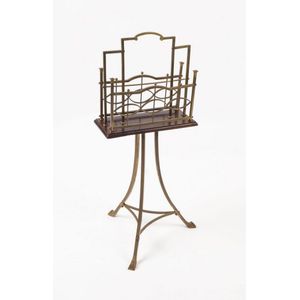 A revolving brass and timber music stand, circa 1895, 83 cm…