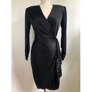 Unlabelled: vintage black knit wrap cocktail dress c.1980s,&hellip;