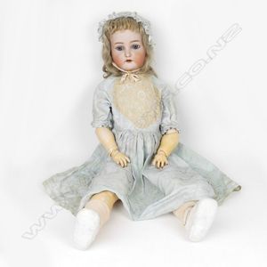 An antique Simon Halberg doll, blue sleeping eyes, No. 76, 29'…