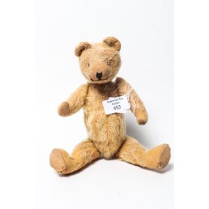 Teddy bear, articulated straw-filled, unknown maker, height: 25…