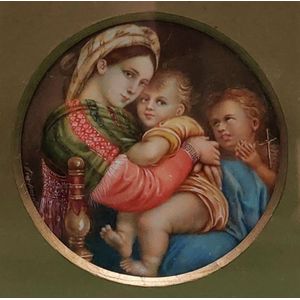 After Raphael a small Mary and Jesus representation in gouache…