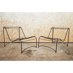 Pair of Outdoor Iron chairs c. 1960's, curved and bent iron…