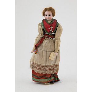 'Birte' Kling bisque shoulder plate doll, brown stationary eyes,…