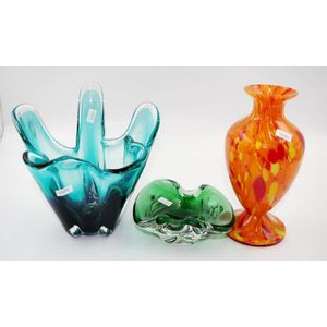 Three various Art Glass items comprising a Murano vase and…