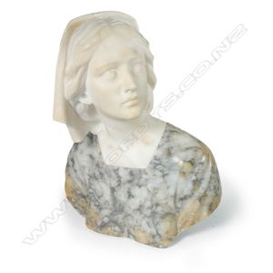 Woman Marble Bust by Giosue Argenti, 19th Century For Sale at
