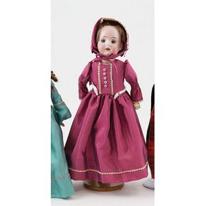 Theodor Recknagel bisque doll, blue sleeping eyes, brown nylon…
