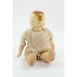 (Ideal) composition two faced Flange head doll, happy face with…