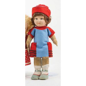 Chad Valley cloth doll, all painted features with blonde mohair…