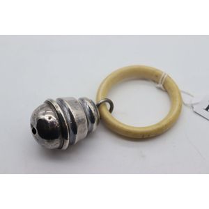 Antique baby rattle, carved ivory handle with silver rattle…