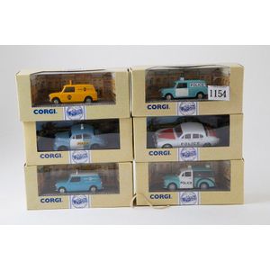 Six Corgi Classics Radio Rescue & AA Mini Vans, Police Morris…