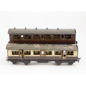 Two Bassett-Lowke/Bing gauge 1 tinplate Corridor coaches GWR…