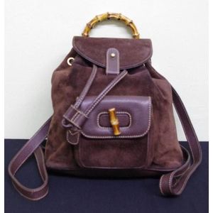 Gucci suede backpack with bamboo handle