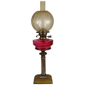 Cranberry Glass Victorian Banquet Lamp - Lamps - Kerosene, oil and ...