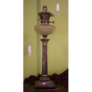 Antique Messengers Annular banquet lamp base, with silver…
