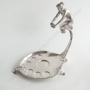A Nouveau WMF silver plated liqueur tray trefoil base with…
