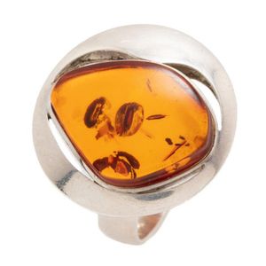 5g. Baltic Amber Vintage Brooch, Insect Brooch 925 Silver Amber