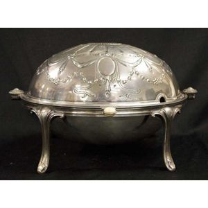 Vintage Plate Warmer, a French Silver Metal Food Warmer 