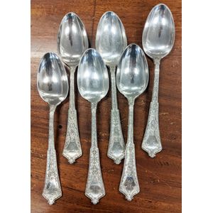 6 Silver-plated Table Spoons, Tablespoons by Bruckmann, Swabian Pattern 