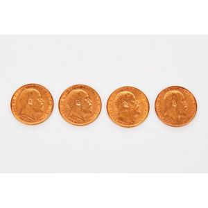 Four gold full sovereigns, King Edward II, Australia, two…