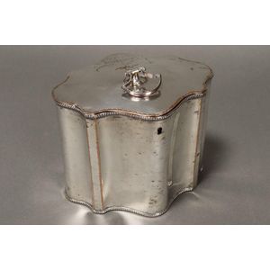18th century Sheffield silver on copper tea caddy, of shaped…