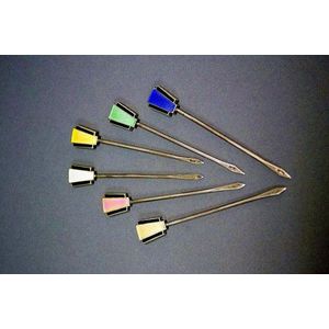 A set of six silver Art Deco enamelled cocktail sticks (6)