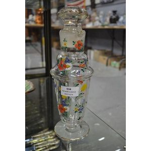 An Art Deco cocktail shaker with hand enamelled floral…