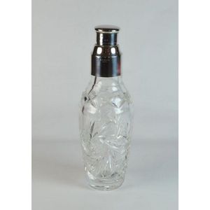 A sterling silver mount cut crystal cocktail shaker 1930…