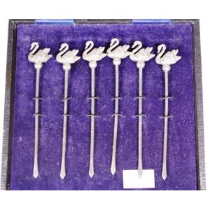 Cased set six sterling silver cocktail picks Birmingham 1920,…