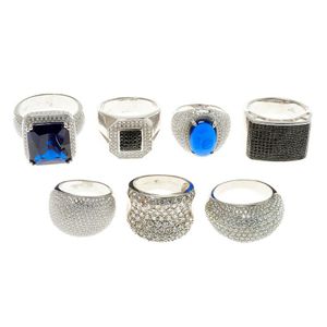 Seven New sterling silver stone set cocktail rings, set with…