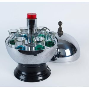 An American chrome finished spherical cocktail set, circa 1950s,…