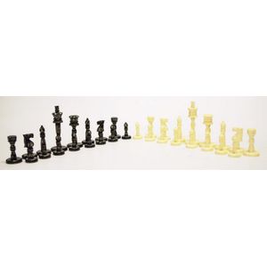 Set faux ivory type chess pieces full sets, of cream, and black,…