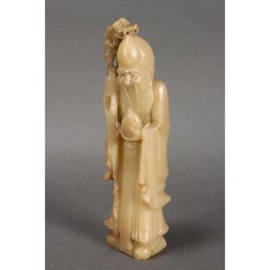 Chinese carved soapstone figure of Shou Lao, depicted standing&hellip;