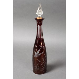 Late Victorian cased glass decanter and stopper, of elongated…