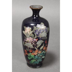 Japanese Enamel Vase with Floral Motifs - Ceramics - Japanese - Oriental