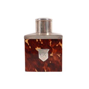 Tea canister tortoiseshell and sterling silver mounts, Chester…