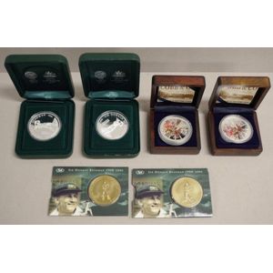 Four commemorative 1oz silver coins & 2 others comprising of 2@…