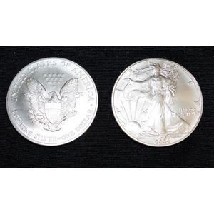 Two American $1 UNC silver eagle coins including 1 x 2004, and…