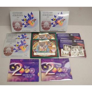 Ten Australian UNC/Proof coin year sets including commemorative…