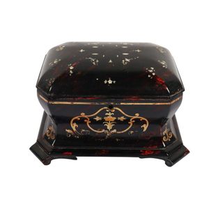 Tea caddy mid 19th century, Jennens and Bettridge, lacquer ware,…