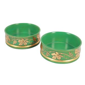 Pair of wine coasters gold leaf decorated, with motifs of vine…