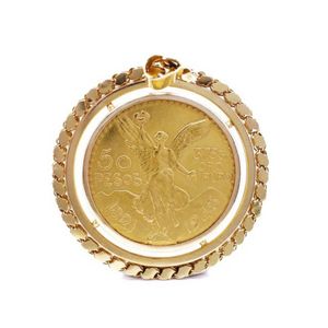 Mexican 50 Pesos gold coin pendant in a 18ct yellow gold Aleppo…