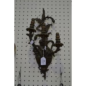 Old French style cast brass wall mounted electrolier, brass…