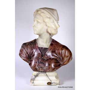 A fine marble bust of a young woman by Giovanni Brogi…