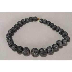 Whitby jet choker, each bead carved in the form of a rose,&hellip;