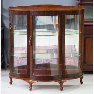 Queen anne glass display shop cabinet