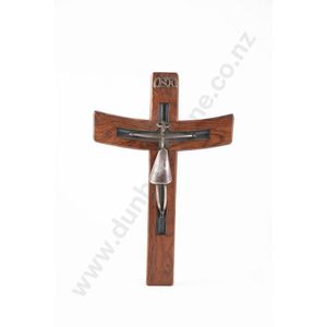 Arts & Crafts rosewood crucifix with a solid silver crucified…