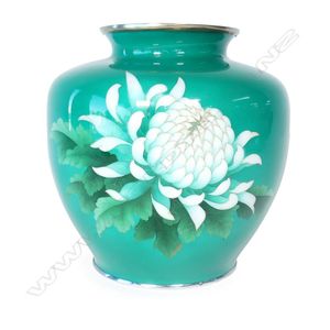 A large 20th century cloisonne vase, squat ovoid, decorated…